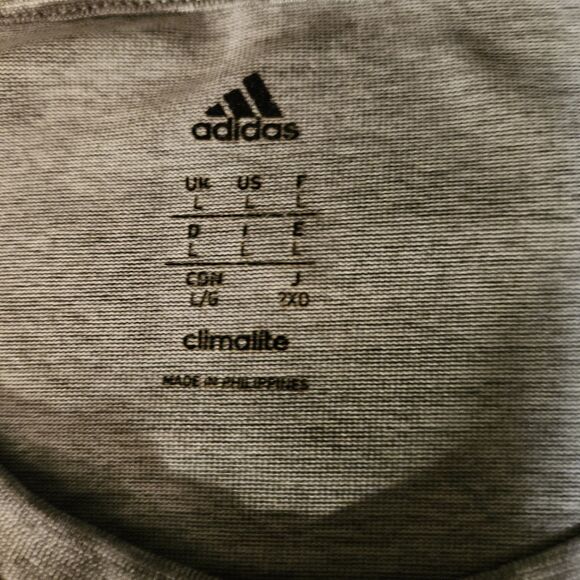 Adidas Climalite Mens Large Crew SS Gray Moisture Wicking Athletic Tee - Picture 6 of 9